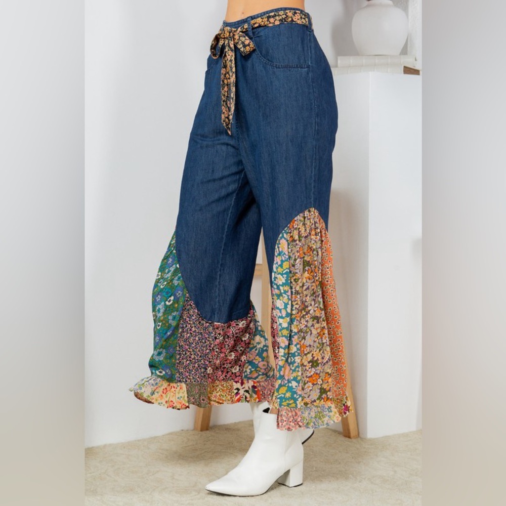 Boho Chic Wide-Leg Patchwork Pants - image 4